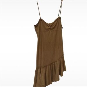 Vintage Unyx Asymmetrical Brown Dress with Ruffle Hem